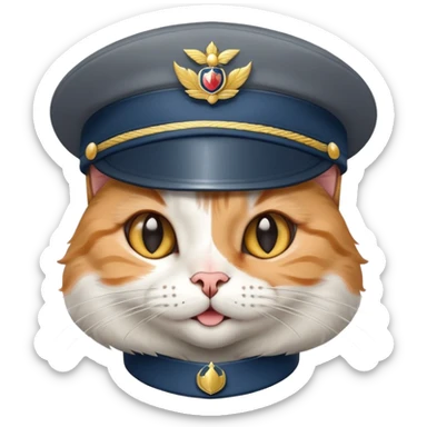 cat with a smirk wearing a cadet hat sticker