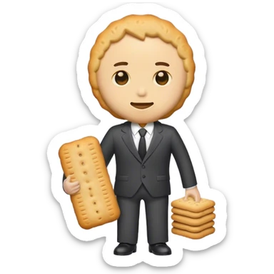 Man made of biscuit with a suit sticker
