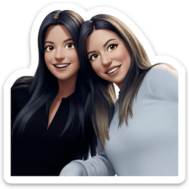 smiling girls with long hair sticker