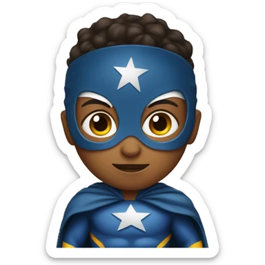child wearing superhero costume sticker