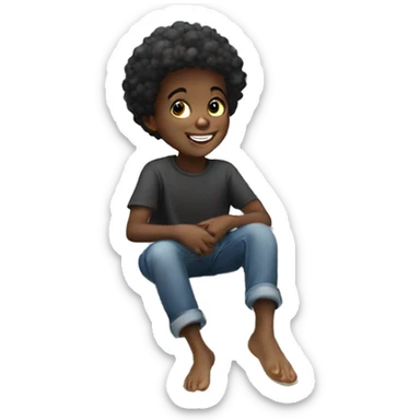 Happy black child floating and sitting on a cloud  sticker