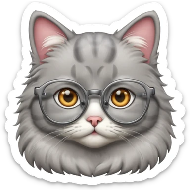 grey cat with glasses sticker