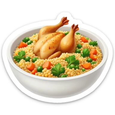 Chicken and vegetables with couscous in a bowl sticker
