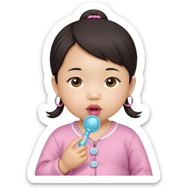 a asian baby girl with pacifier sticker