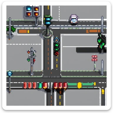 city street with road and traffic lights sticker