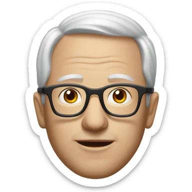 realistic portrait of a Marty with glasses and white thinning hair sticker