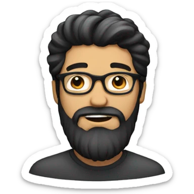 handsome man with full beard having black coloured hair and spectacles  sticker