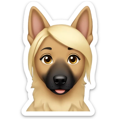 blonde girl blue eyes with a dark german shepherd  sticker
