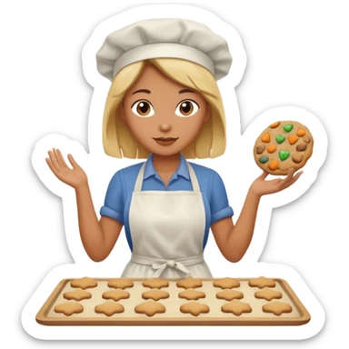 Woman baking fall cookies sticker