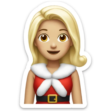 White blond girl as santa claus sticker