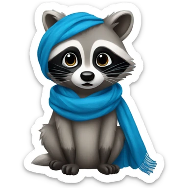 Raccoon with blue scarf sticker