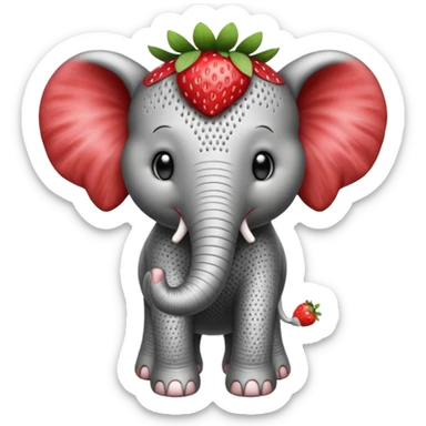 Make a  black and white strawberry elephant sticker