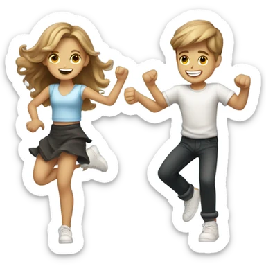 boy and girl dancing spin style with light brown hair sticker