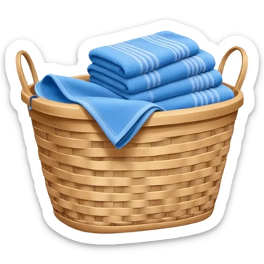 laundry basket with blue towels sticker