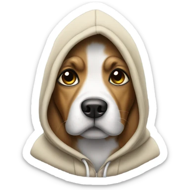 Dog wearing a hoodie sticker