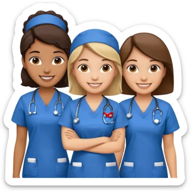 ahora una imagen de grupo de enfermeras/os+ sticker