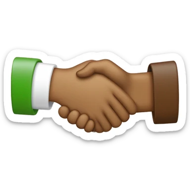 make a handshake emoji. make one an brown with a. green sleeve and the other hand tan with a white sleeve sticker