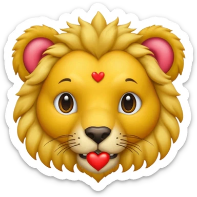 León con corazones en el ojo sticker