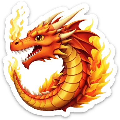 Fire dragon breathing fire, simplified google facebook artstyle sticker