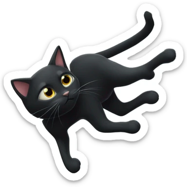 Black cat With white Marks trying to catch a bug  that is on the tree sticker