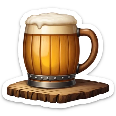 medieval tavern beer wood cup sticker