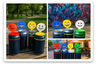 Rakj a kupakokra emoji-kat, smiley-kat, megváltoztathatod a háttereket. valósághű legyen a kép, 1000x600px méretű legyen. fiatal, dinamikusfotókat készíts! sticker