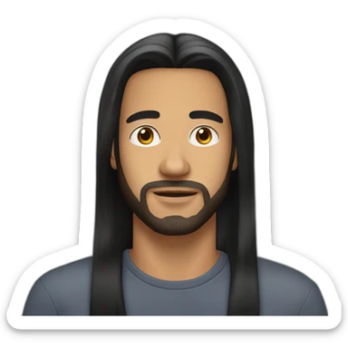 man 30 years old long straight black hair sticker