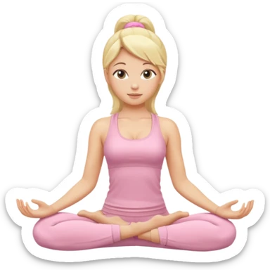 blonde yoga girl light pink clothes n sticker