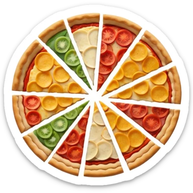 a pie chart sitting on top of a pizza  which has no other toppings sticker