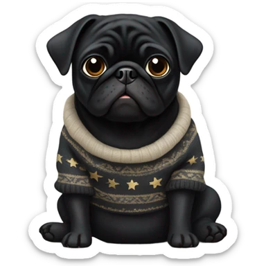 Black pug a Jewish star sweater sticker