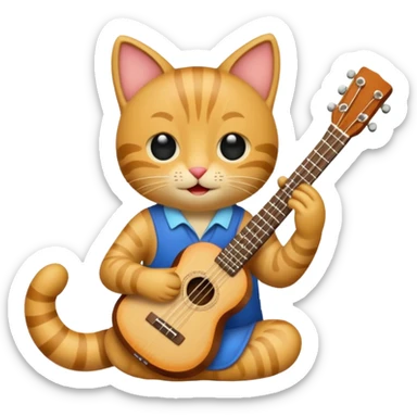 Chat playing the ukulele sticker