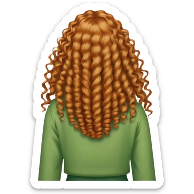 Ginger curly long hair lady with green clothes from the back sticker