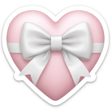 Pastel pink heart with white bow sticker