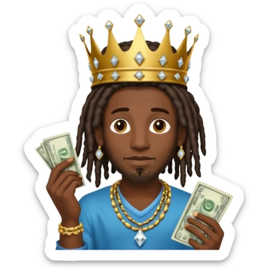 Black man dreads with crown diamond jewelry and money  sticker