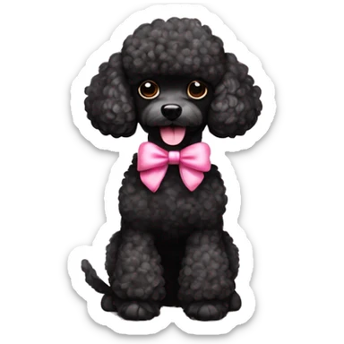 Black toy poodle with pink bow sticker