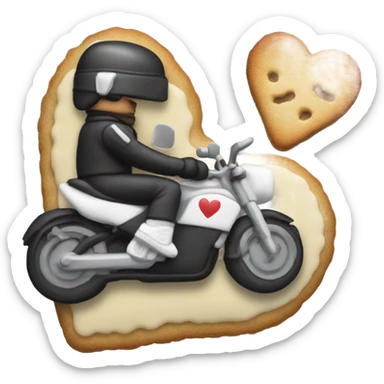 cookie heart with black motorbike  sticker