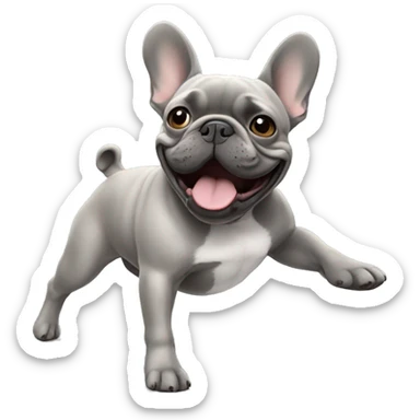 grey french bulldog dancing  sticker