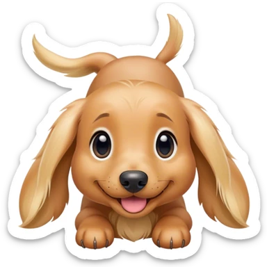 kawaii disney blonde long-haired daschund puppy playing happily sticker