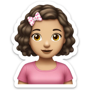 Menina morena de pele clara cabelo cacheado com uma roupa da Hello kitty  sticker