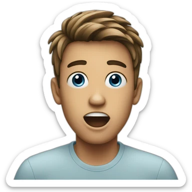 An emoji of a surprised teenager with a blue face. sticker