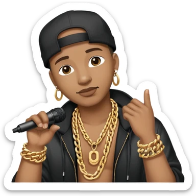 hip hop singer with microphone and chain necklace sticker