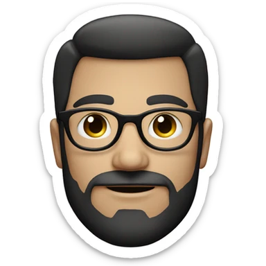 dark-haired man without a beard with circular glasses and a diamond face shape sticker