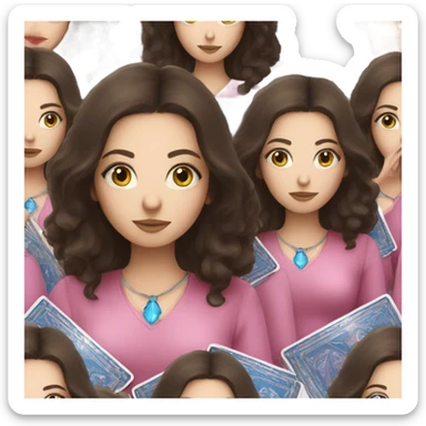 Brunette girl with blue eyes and pink tarot cards sticker