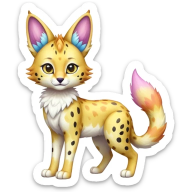 Cute Kawaii Epic Ethereal Sparkly Colorful Sergal-Serval-Vernid full body sticker