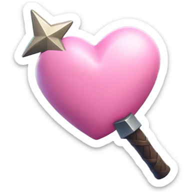 light pink heart with fortnite star wand pickaxe  sticker