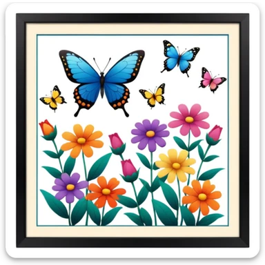flowers butterflies frame certificates for kids sticker