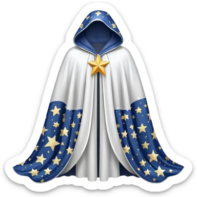 a fantasy  magic, white color with star pattern cloak sticker