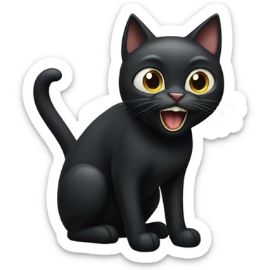 Black cat shouting loudly sticker