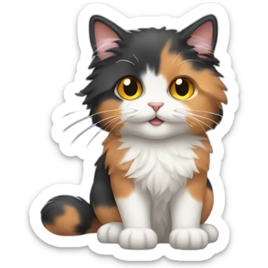 Fluffy calico cat sticker