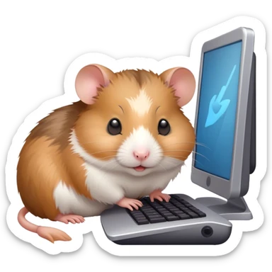 cute Hamster working on computer sleeping sticker